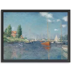 Outlet Kirklands Home Red Boats, Argenteuil Framed Canvas Art Print Blue