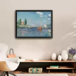 Outlet Kirklands Home Red Boats, Argenteuil Framed Canvas Art Print Blue
