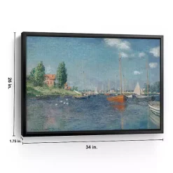 Outlet Kirklands Home Red Boats, Argenteuil Framed Canvas Art Print Blue