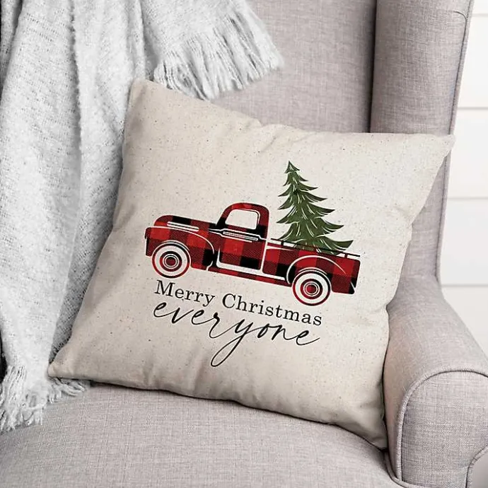 Sale Kirklands Home Red Buffalo Check Merry Christmas Truck Pillow