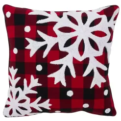 Discount Kirklands Home Red Buffalo Check Snowy Snowflake Christmas Pillow