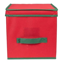 Best Kirklands Home Red Canvas Label Christmas Ornament Storage Box