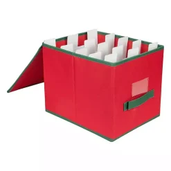 Best Kirklands Home Red Canvas Label Christmas Ornament Storage Box