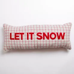 Discount Kirklands Home Checked Let it Snow Christmas Pillow Red