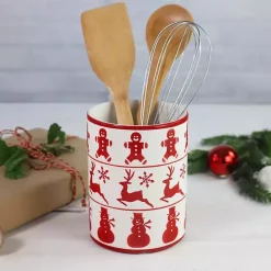 Discount Kirklands Home Red Christmas Characters Utensil Holder