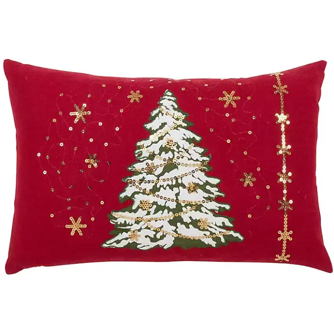Hot Kirklands Home Red Christmas Tree LED Accent Pillow