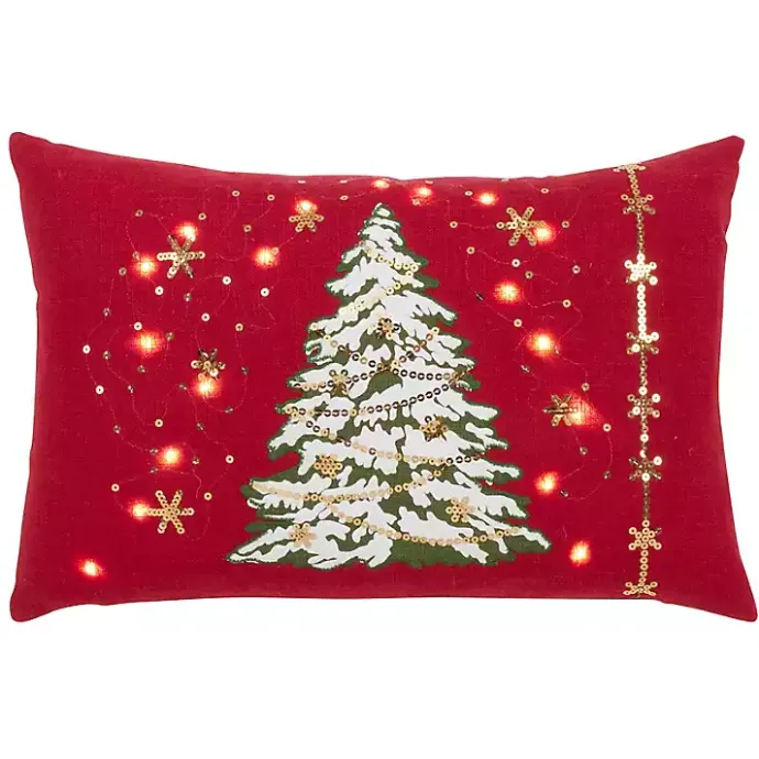 Hot Kirklands Home Red Christmas Tree LED Accent Pillow