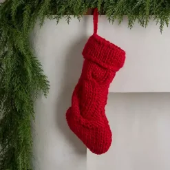 Sale Kirklands Home Chunky Knit Christmas Stocking Red