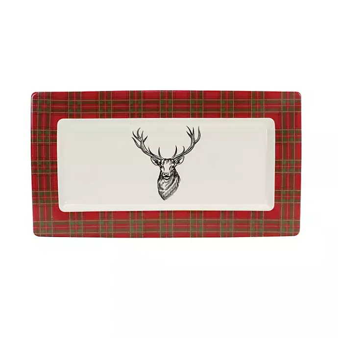 Best Kirklands Home Deer Trim 2-pc. Christmas Platter Set Red