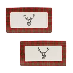 Best Kirklands Home Deer Trim 2-pc. Christmas Platter Set Red