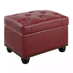 Discount Kirklands Home Faux Leather Jessy Storage Ottoman Red