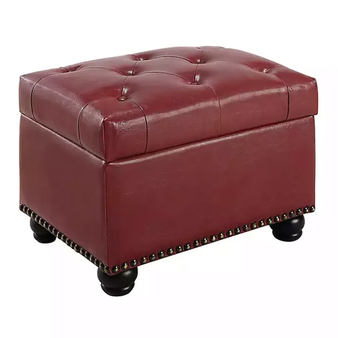 Discount Kirklands Home Faux Leather Jessy Storage Ottoman Red
