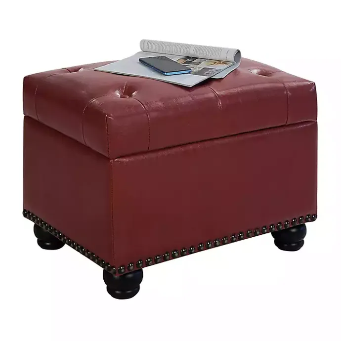 Discount Kirklands Home Faux Leather Jessy Storage Ottoman Red