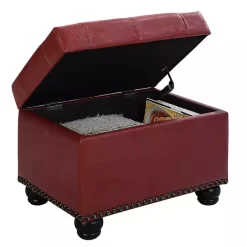 Discount Kirklands Home Faux Leather Jessy Storage Ottoman Red