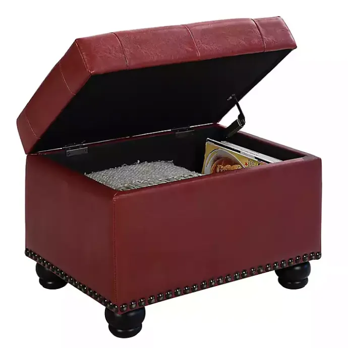 Discount Kirklands Home Faux Leather Jessy Storage Ottoman Red