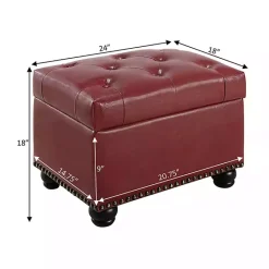 Discount Kirklands Home Faux Leather Jessy Storage Ottoman Red