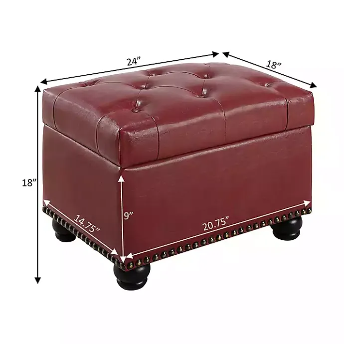 Discount Kirklands Home Faux Leather Jessy Storage Ottoman Red