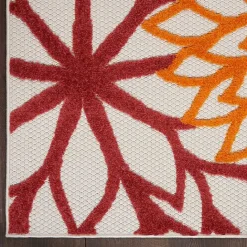 Outlet Kirklands Home Red Floral Burst Outdoor Area Rug, 7x10