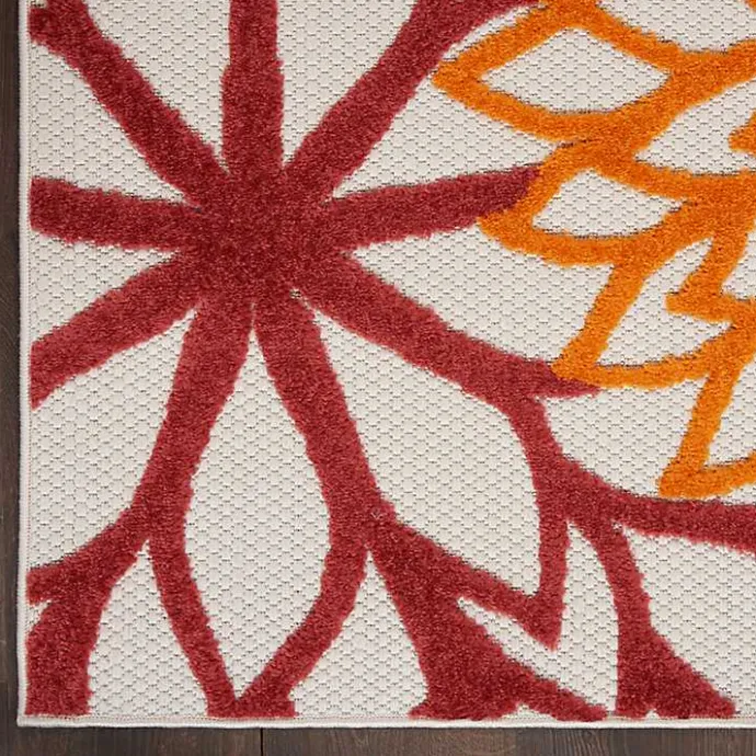 Outlet Kirklands Home Red Floral Burst Outdoor Area Rug, 7x10