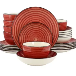 Online Kirklands Home Gia Stoneware 24-pc. Dinnerware Set Red