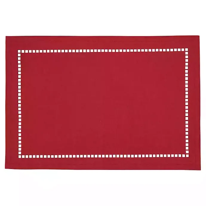 Sale Kirklands Home Hemstitch Laser-Cut Placemats, Set of 4 Red
