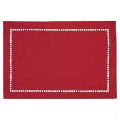 Sale Kirklands Home Hemstitch Laser-Cut Placemats, Set of 4 Red