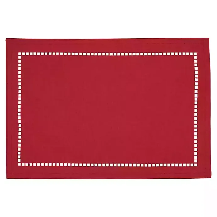 Sale Kirklands Home Hemstitch Laser-Cut Placemats, Set of 4 Red