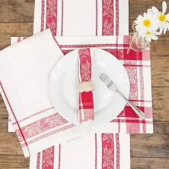 Sale Kirklands Home Red Jaquard Plaid Reversible Placemats, Set of 6