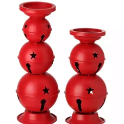 Best Kirklands Home Jingle Bells Candle Holders, Set of 2 Red