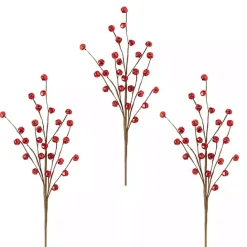 Sale Kirklands Home Jingle Bells Christmas Spray Stems, Set of 3 Red