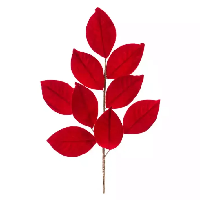 Kirklands Home Magnolia Leaf Sprays, Set of 6 Red