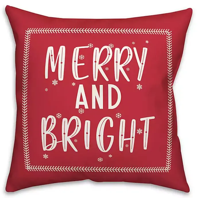 Kirklands Home Red Merry and Bright Throw Pillow
