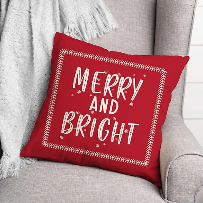 Kirklands Home Red Merry and Bright Throw Pillow
