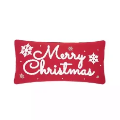 Online Kirklands Home Red Merry Christmas Snowflakes Lumbar Pillow