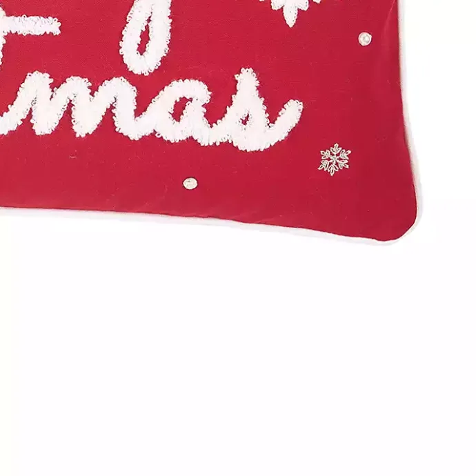 Online Kirklands Home Red Merry Christmas Snowflakes Lumbar Pillow