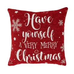 New Kirklands Home Red Merry Little Christmas Chenille Pillow