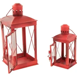 Online Kirklands Home Metal Mission Style Lanterns, Set of 2 Red