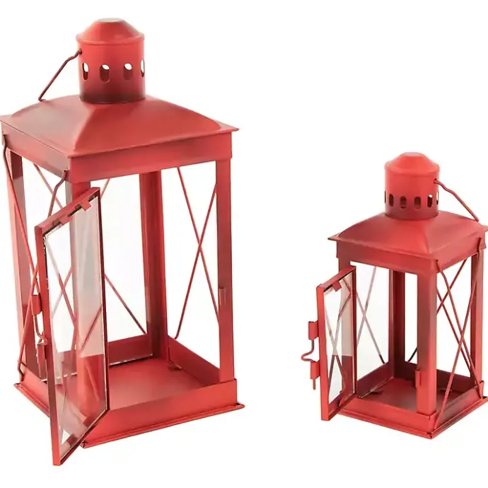 Online Kirklands Home Metal Mission Style Lanterns, Set of 2 Red