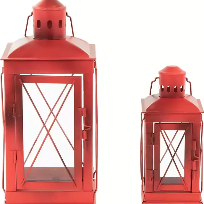 Online Kirklands Home Metal Mission Style Lanterns, Set of 2 Red