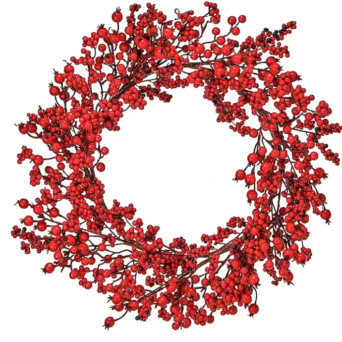Kirklands Home New England Berry Wreath Red