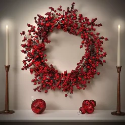 Kirklands Home New England Berry Wreath Red