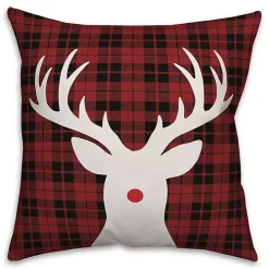 Kirklands Home Red Nose Rudolph Plaid Christmas Pillow