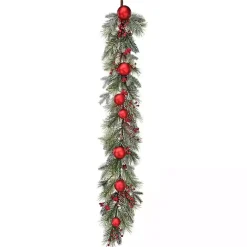 Outlet Kirklands Home Red Ornament Frost Pine Waterproof Garland