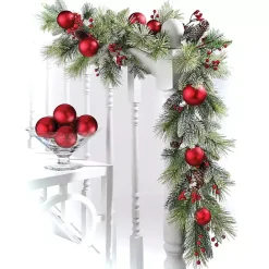 Outlet Kirklands Home Red Ornament Frost Pine Waterproof Garland