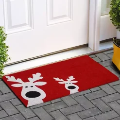 Outlet Kirklands Home Red Peeking Reindeer Doormat