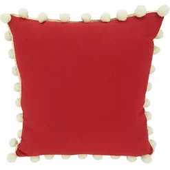 Discount Kirklands Home Red Plaid and Pom Pom Pillow