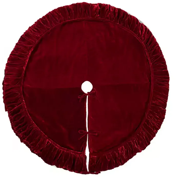 Kirklands Home Plush Velvet Border Lined Tree Skirt, 72 in. Red