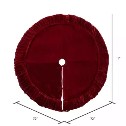 Kirklands Home Plush Velvet Border Lined Tree Skirt, 72 in. Red