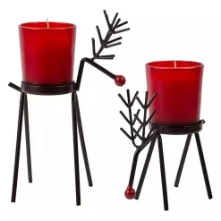 Sale Kirklands Home Rudolph Reindeer Candle Holders, Set of 2 Red