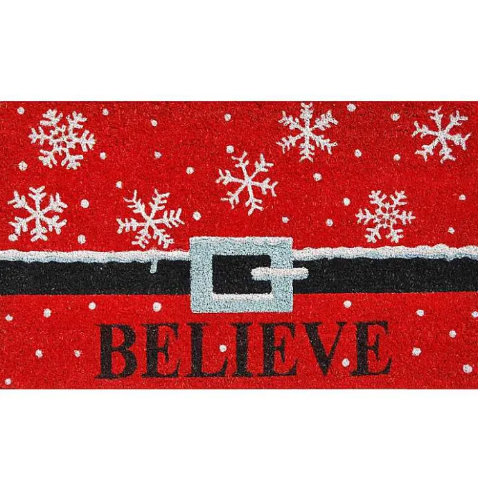 Outlet Kirklands Home Santa Belt Believe Coir and Vinyl Doormat Red